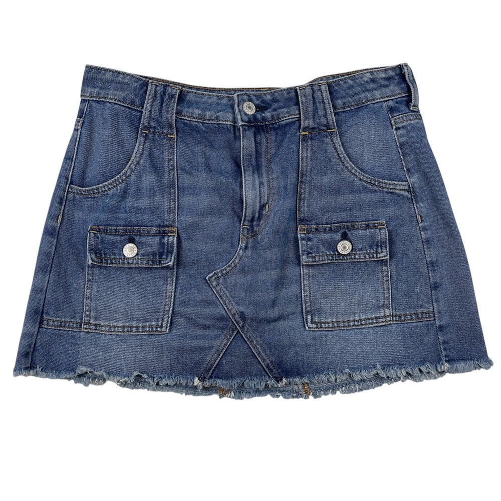 American Eagle Womens Hi-Rise Festival Mini Denim Skirt Blue Medium Wash Size 8